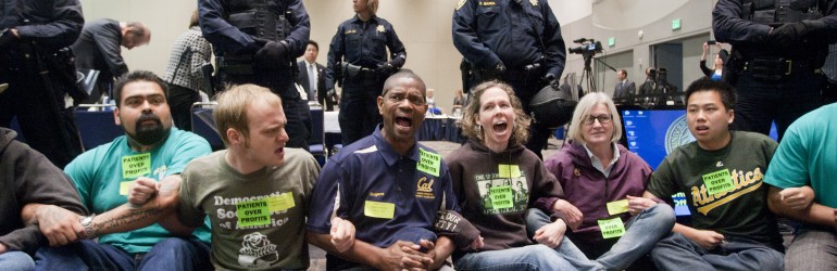 Regents evacuated after union workers interrupt meeting