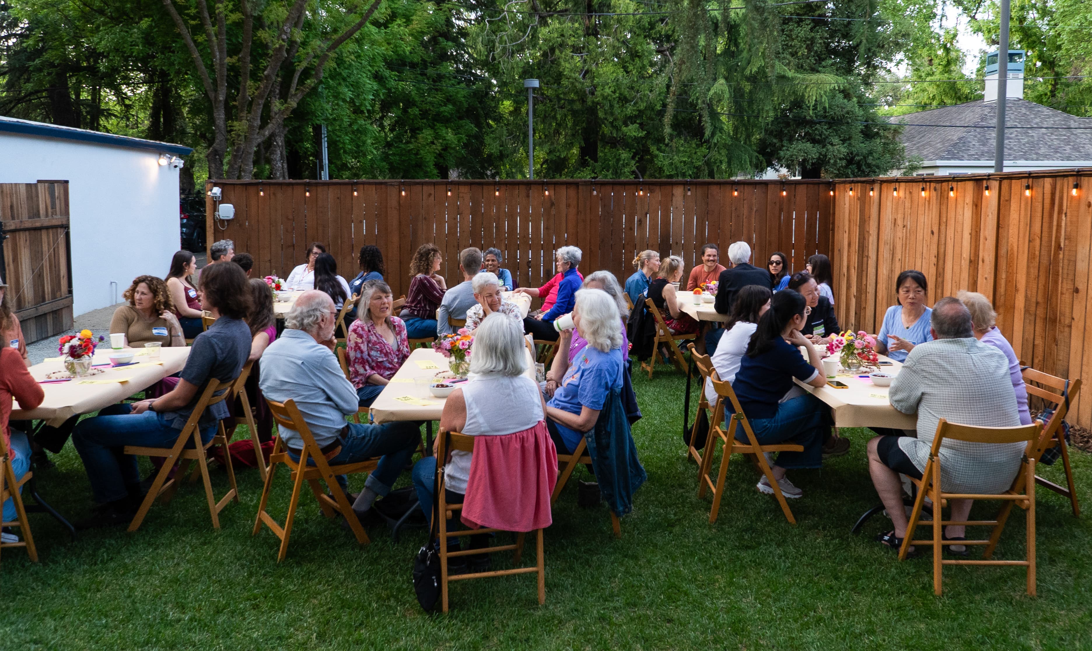 Participants discuss moments of hope during Hope Café at International House Davis. (Aggie File)