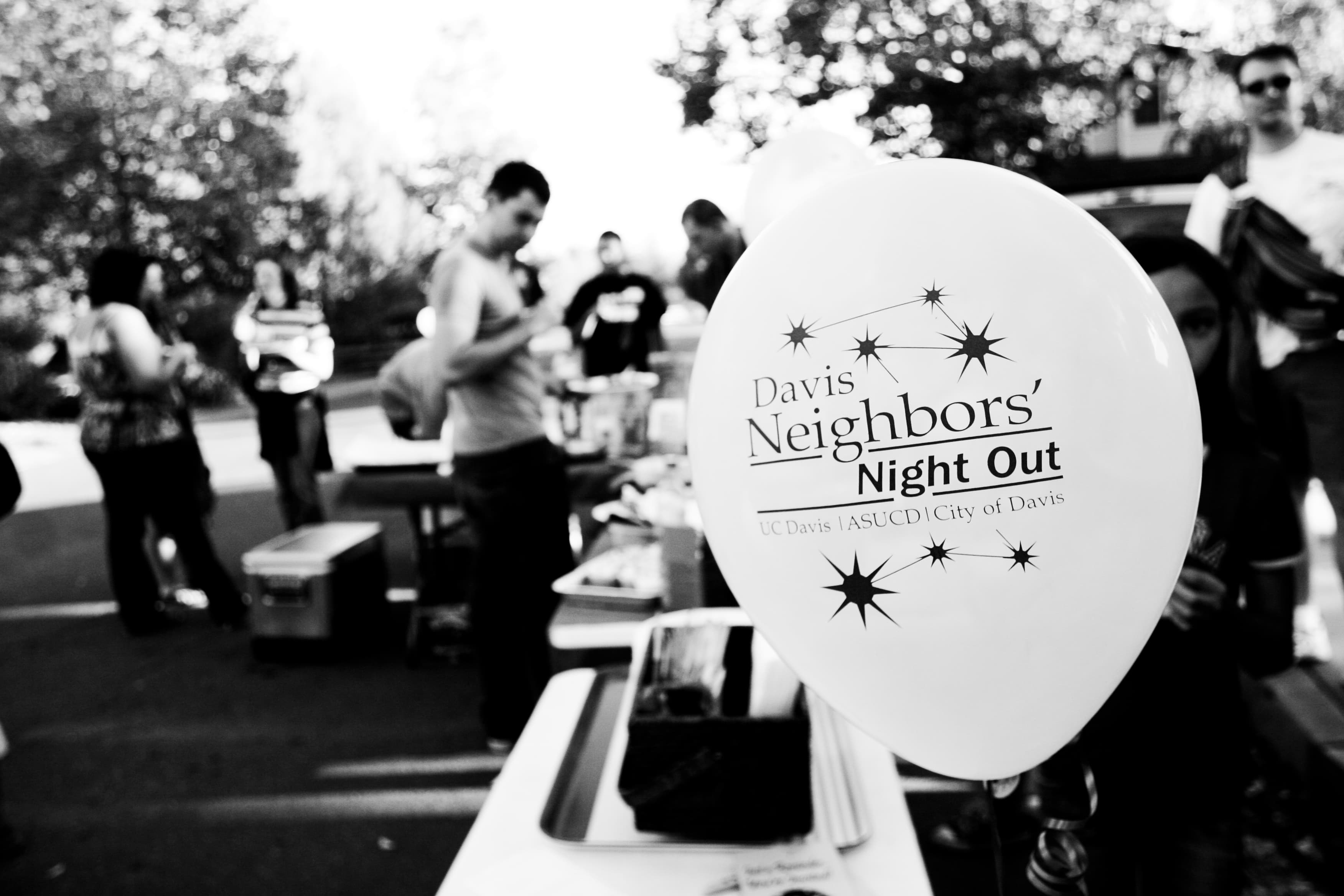 Davis residents meet near their homes during Neighbors' Night Out. (Aggie File)
